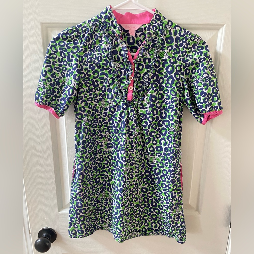 Lilly Pulitzer Green and Blue Leopard Print Dress
